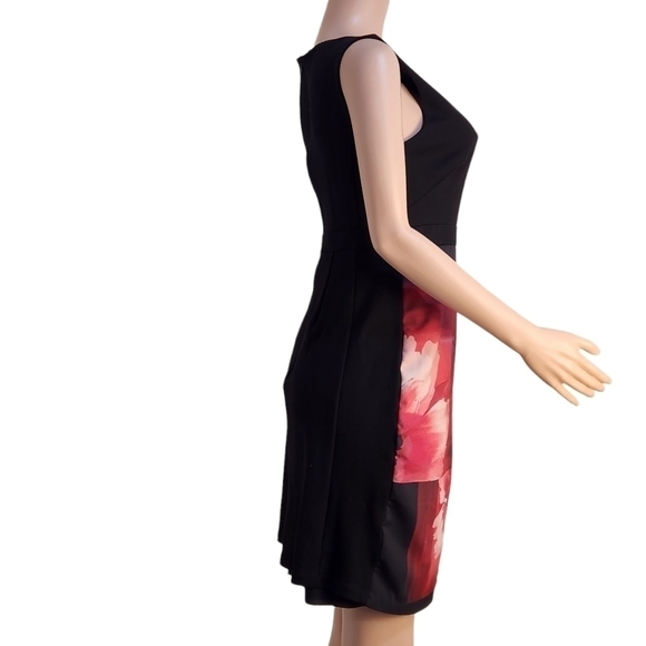 ELLEN Tracy Black Colorblock Pink Multi-Color Floral Sheath Dress Size: 4 - Picture 5 of 11